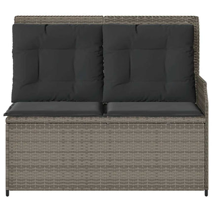 havebænk med hynder og lænefunktion polyrattan grå