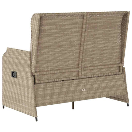 havebænk med hynder og lænefunktion polyrattan beige