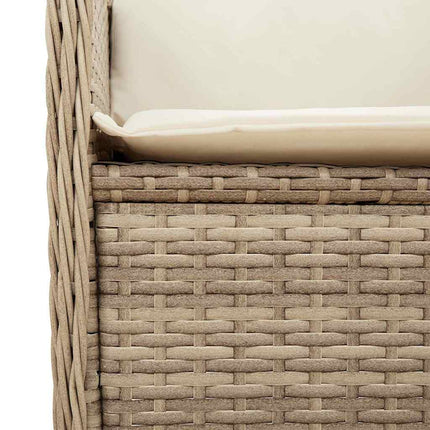 havebænk med hynder og lænefunktion polyrattan beige