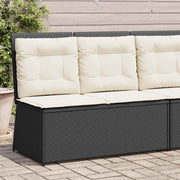 havebænk med hynder og lænefunktion polyrattan sort