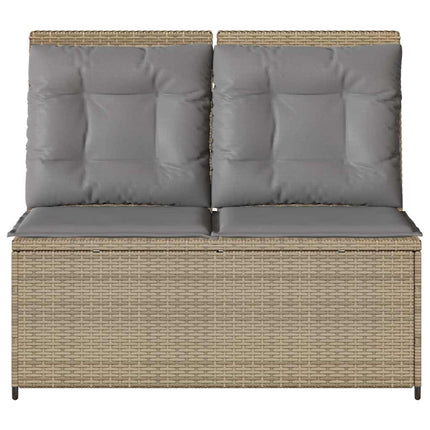 havebænk med hynder og lænefunktion polyrattan beige