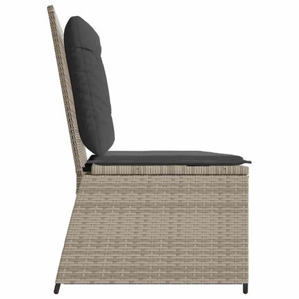 havebænk med hynder og lænefunktion polyrattan lysegrå