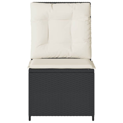 havestol med lænefunktion og hynder polyrattan sort