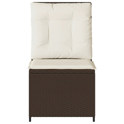 loungestol med hynder og lænefunktion polyrattan brun
