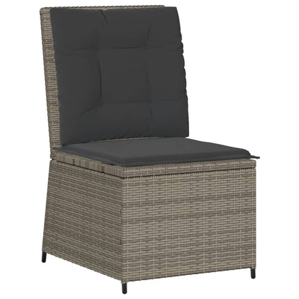 loungestol med hynder og lænefunktion polyrattan grå