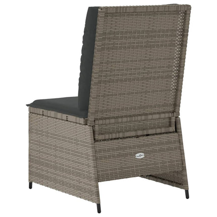 loungestol med hynder og lænefunktion polyrattan grå