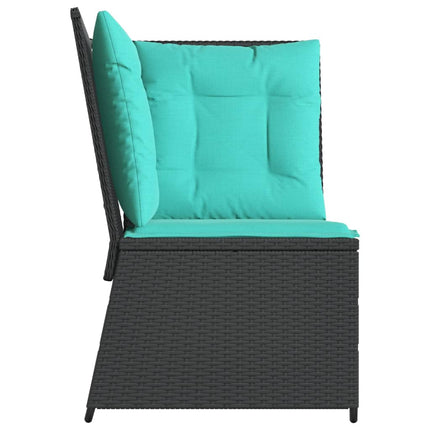 havesofahjørne med hynder sort polyrattan