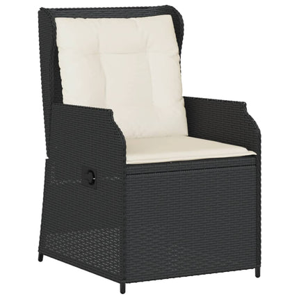 havestole med hynder 2 stk. justerbart ryglæn polyrattan sort