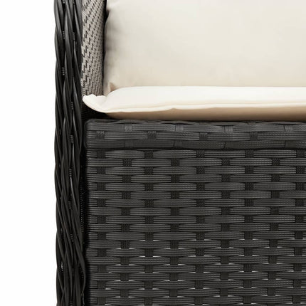 havestole med hynder 2 stk. justerbart ryglæn polyrattan sort