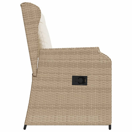 havestole 2 stk. med lænefunktion og hynder polyrattan beige