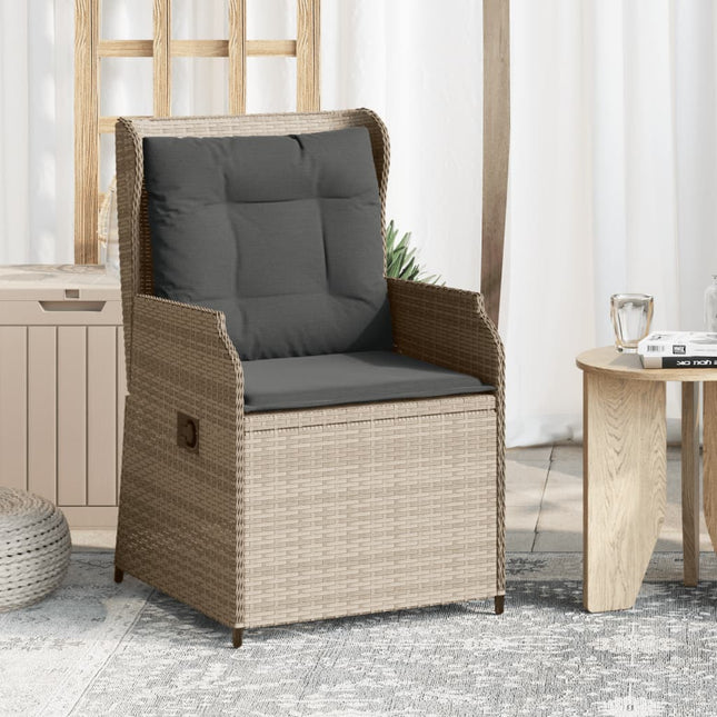 havestole 2 stk. med lænefunktion og hynder polyrattan lysegrå