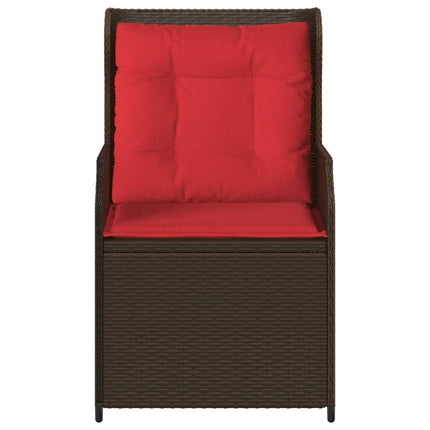 havestole med lænefunktion 2 stk. med hynder brun polyrattan