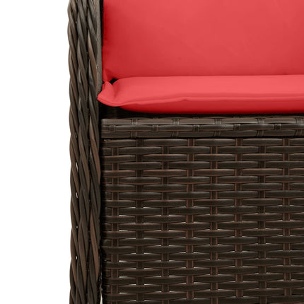 havestole med lænefunktion 2 stk. med hynder brun polyrattan