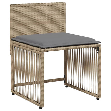spisebordssæt til haven 7 dele med hynder polyrattan beige