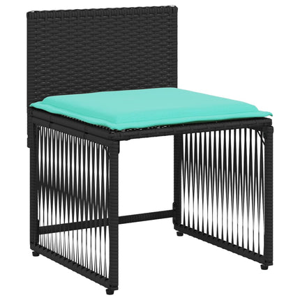 7-delt havespisesæt med hynder sort polyrattan
