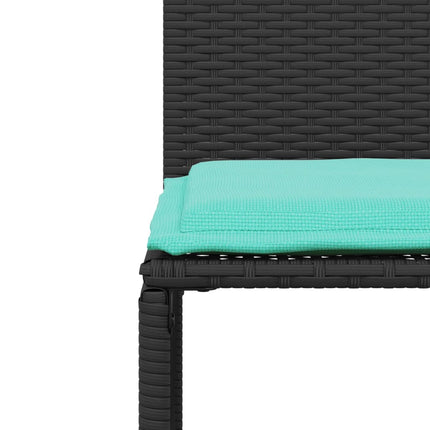 7-delt havespisesæt med hynder sort polyrattan