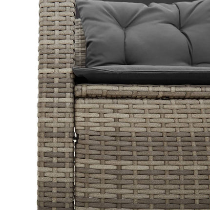 havesofa med bord og hynder L-formet polyrattan grå