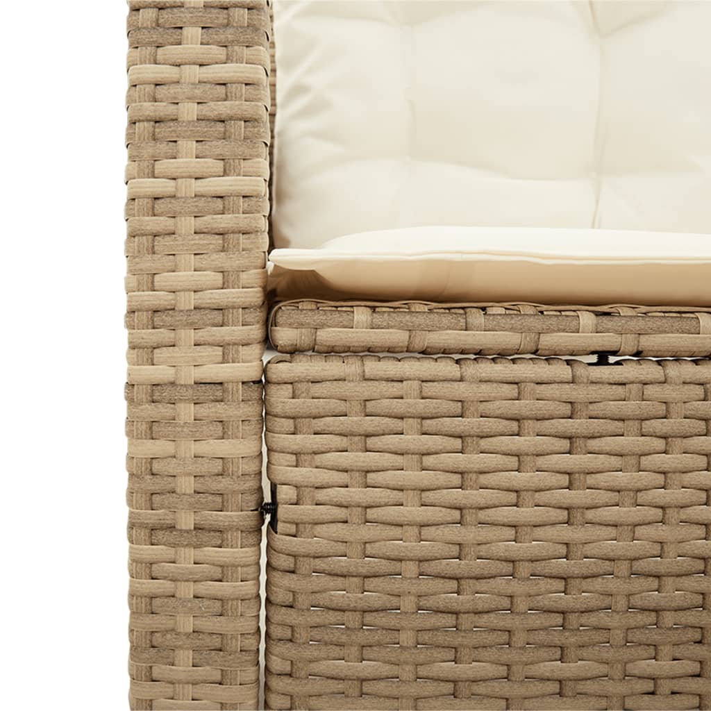 havesofa med bord og hynder L-formet polyrattan beige