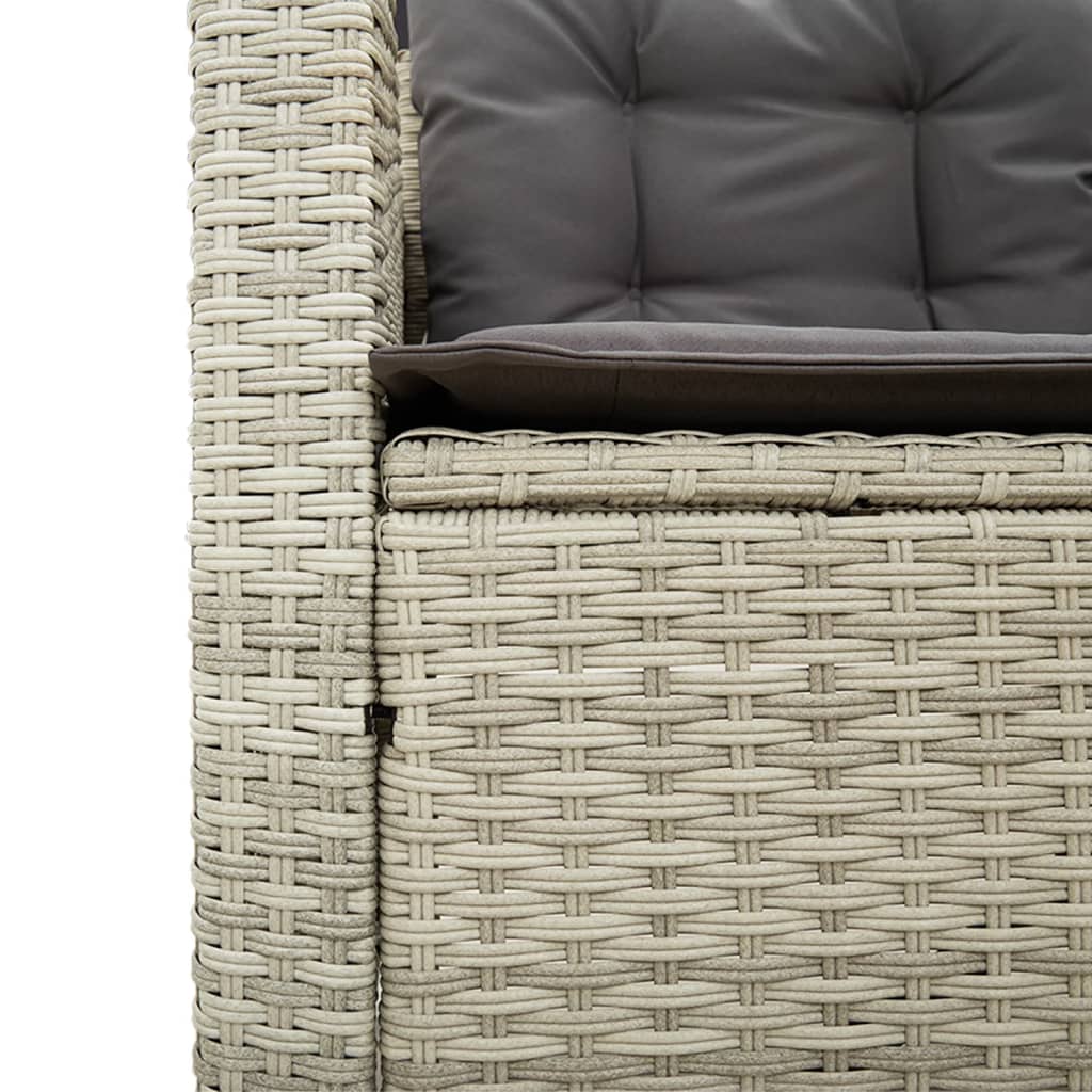 havesofa med bord og hynder L-formet polyrattan lysegrå