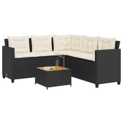 havesofa med bord og hynder L-formet polyrattan sort
