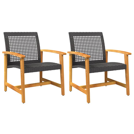 havestole 2 stk. polyrattan og akacietræ sort
