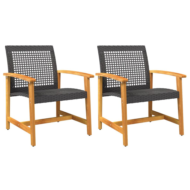 havestole 2 stk. polyrattan og akacietræ sort