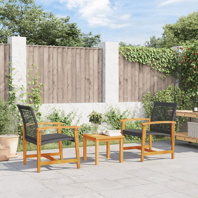 havestole 2 stk. polyrattan og akacietræ sort