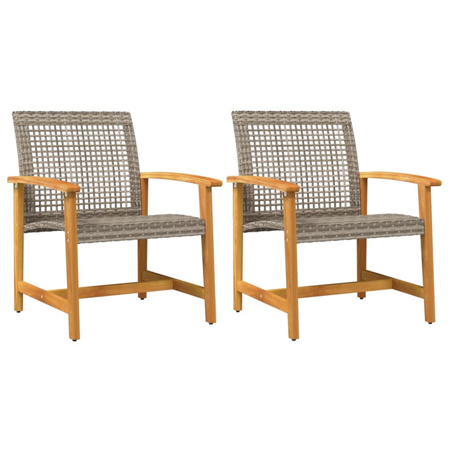 havestole 2 stk. polyrattan og akacietræ grå