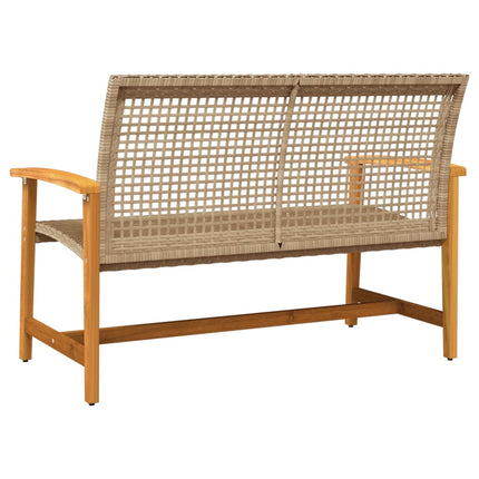 havebænk 112 cm polyrattan og akacietræ beige