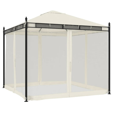 pavillon 2,93x2,93 m meshvægge stål cremefarvet