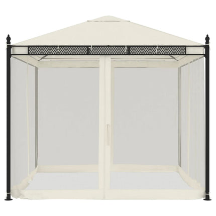pavillon 2,93x2,93 m meshvægge stål cremefarvet