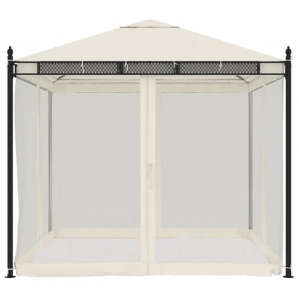 pavillon 2,93x2,93 m meshvægge stål cremefarvet