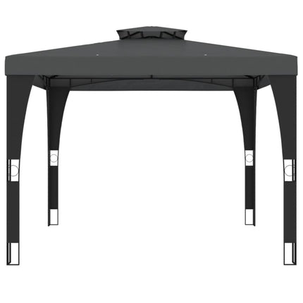 pavillon med dobbelt tag 2,98x2,98 m stål antracitgrå