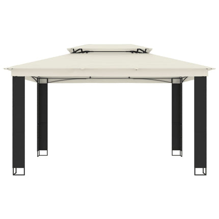 pavillon med dobbelt tag 3,94x2,96 m stål cremefarvet