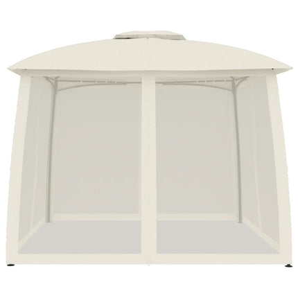 pavillon 2,93x2,93 m dobbelt tag + meshvægge stål cremefarvet