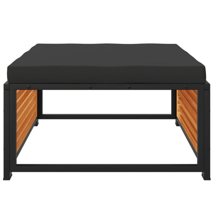 haveskammel med hynde 68x68x30 cm massivt akacietræ