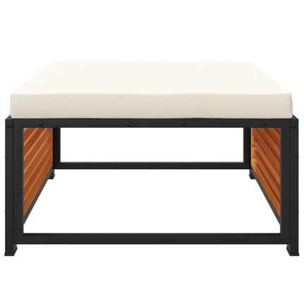haveskammel med hynde 68x68x30 cm massivt akacietræ