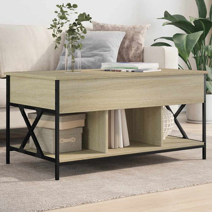 sofabord 100x55x50 cm konstrueret træ og metal sonoma-eg