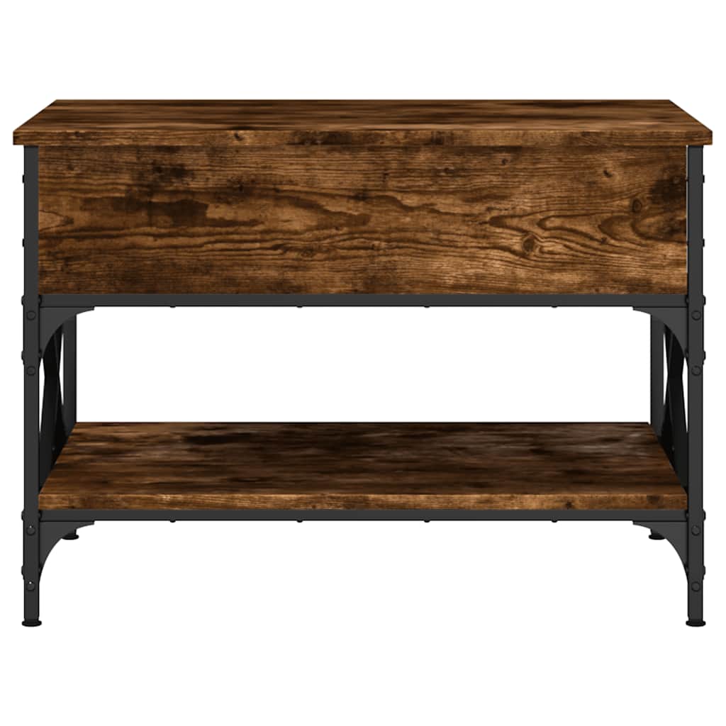 sofabord 70x50x50 cm konstrueret træ og metal røget eg