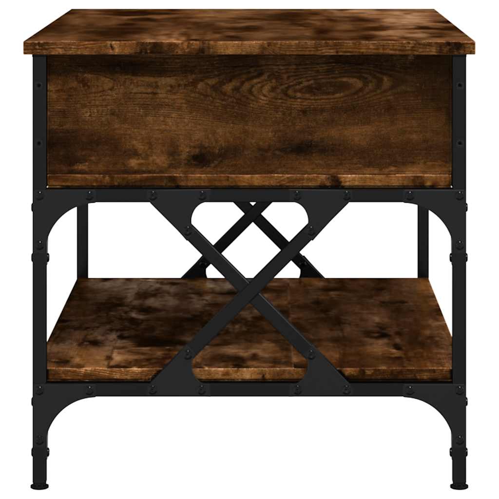 sofabord 70x50x50 cm konstrueret træ og metal røget eg