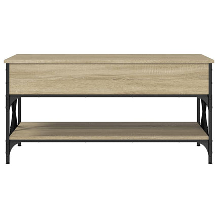 sofabord 100x50x50 cm konstrueret træ og metal sonoma-eg