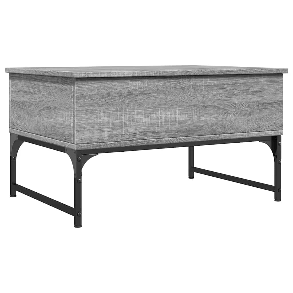 sofabord 70x50x40 cm konstrueret træ og metal grå sonoma-eg