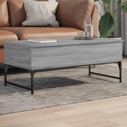 sofabord 100x50x40 cm konstrueret træ og metal grå sonoma-eg