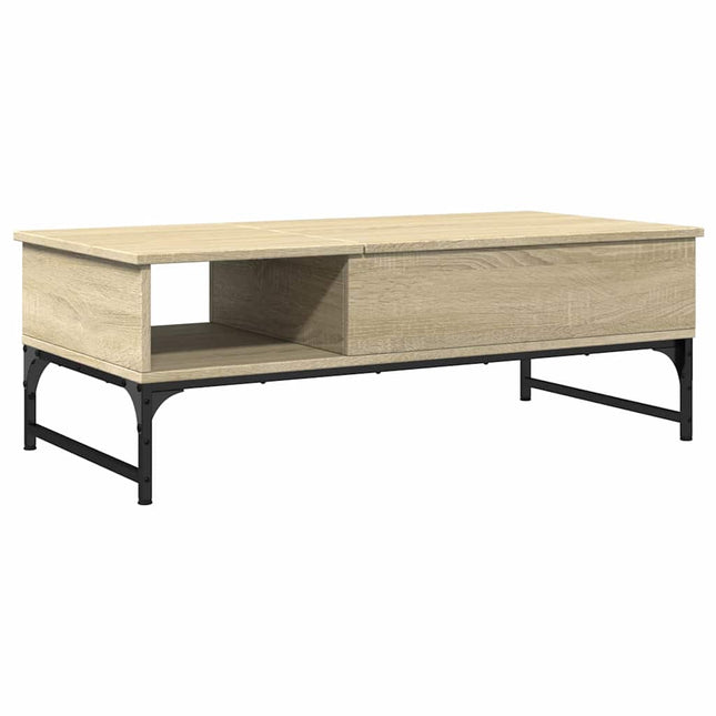 sofabord 100x50x35 cm konstrueret træ og metal sonoma-eg