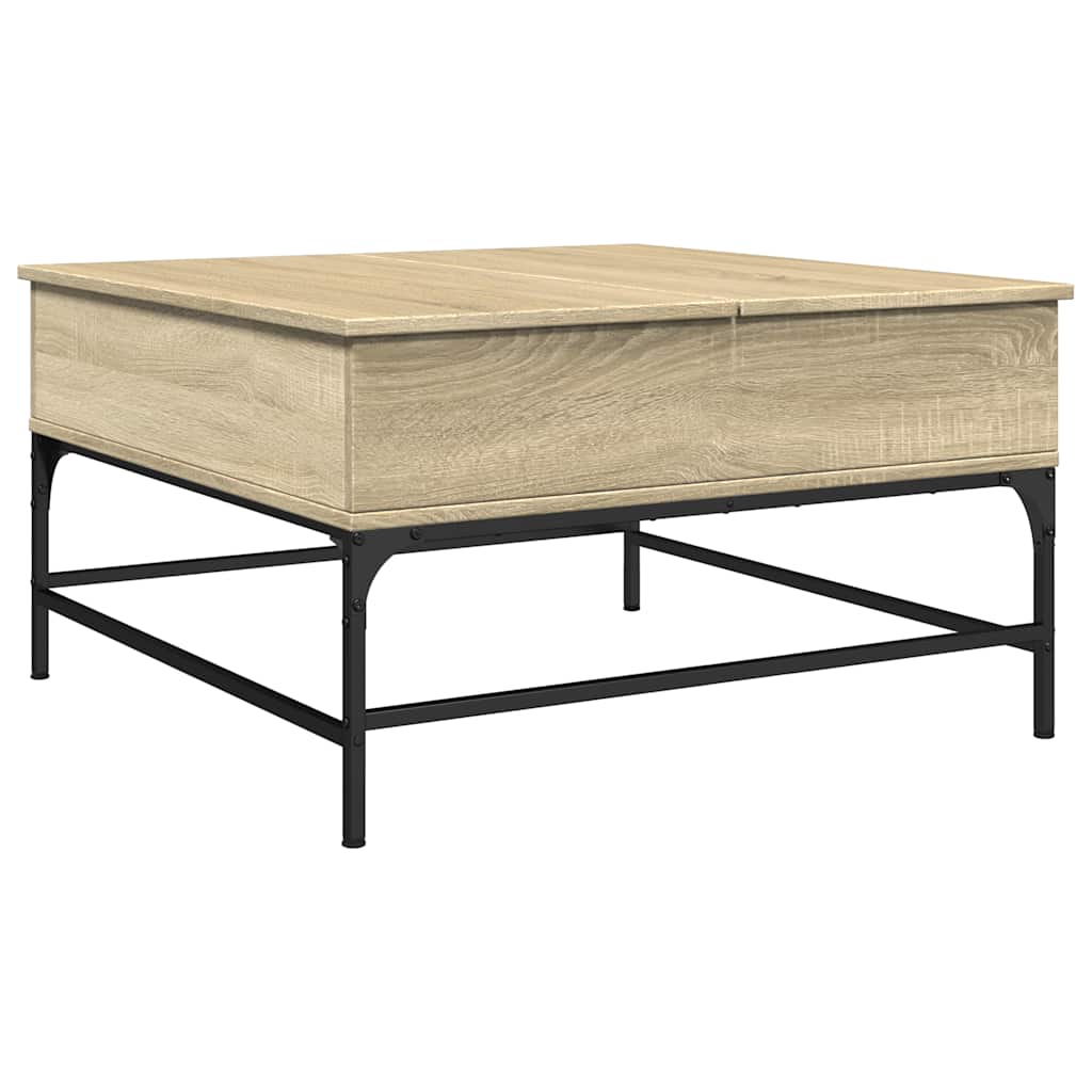 sofabord 80x80x45 cm konstrueret træ og metal sonoma-eg