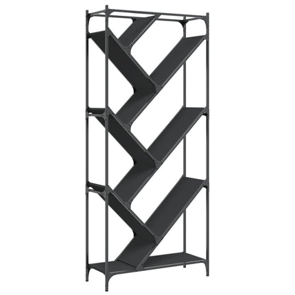 bogreol 79x30x180 cm konstrueret træ og metal sort