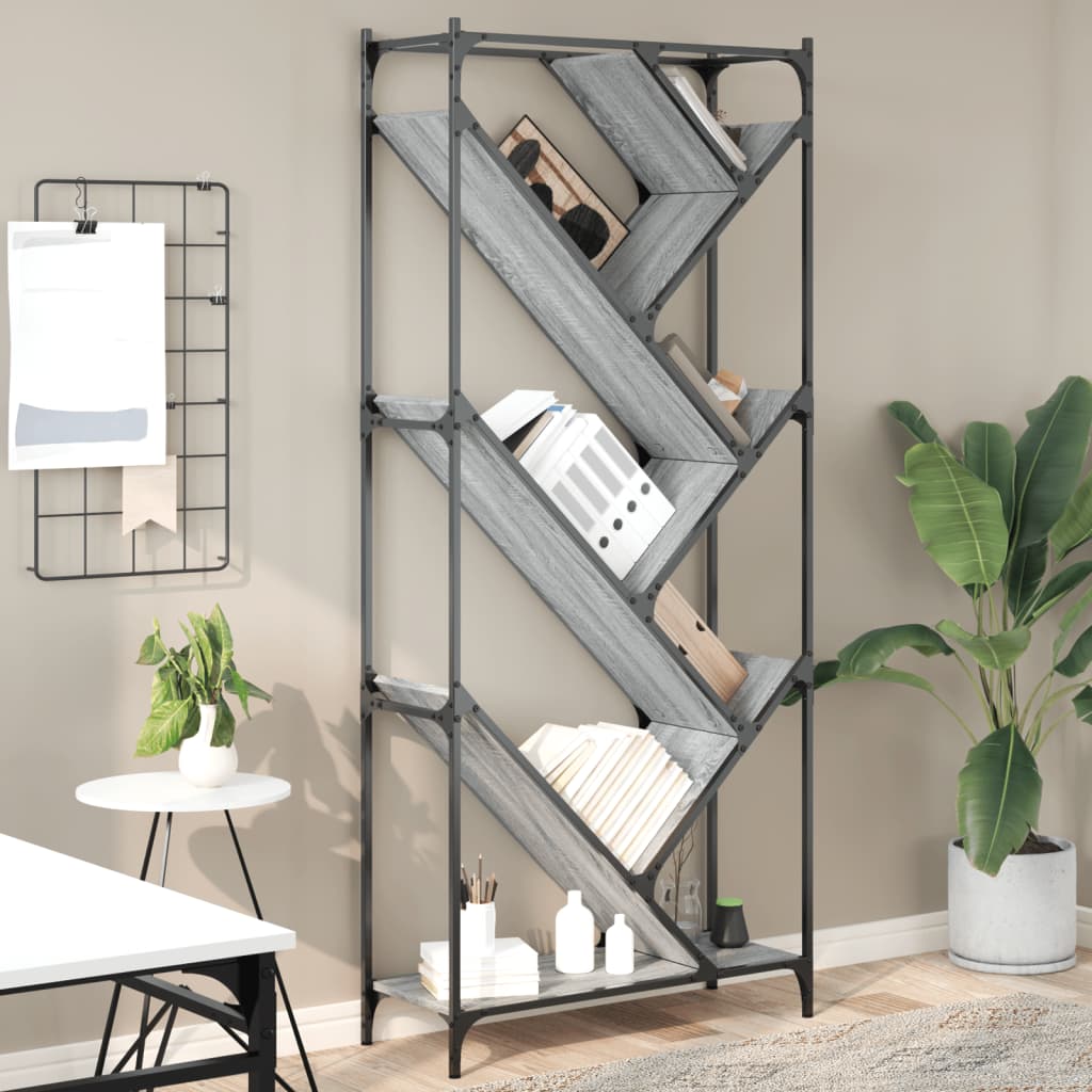 bogreol 79x30x180 cm konstrueret træ grå sonoma-eg billede