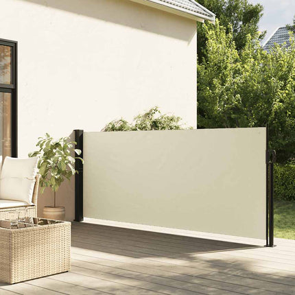 sidemarkise 140x500 cm sammenrullelig cremefarvet