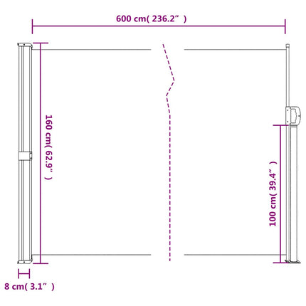 sammenrullelig sidemarkise 160 x 600 cm sort