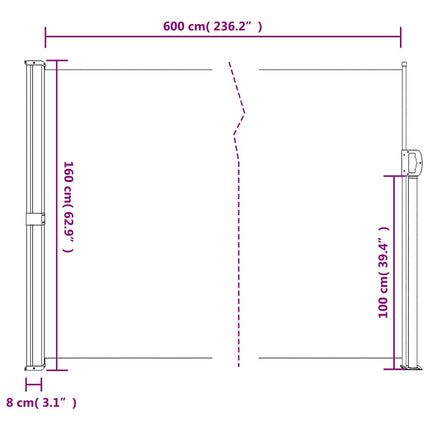 sammenrullelig sidemarkise 160 x 600 cm beige